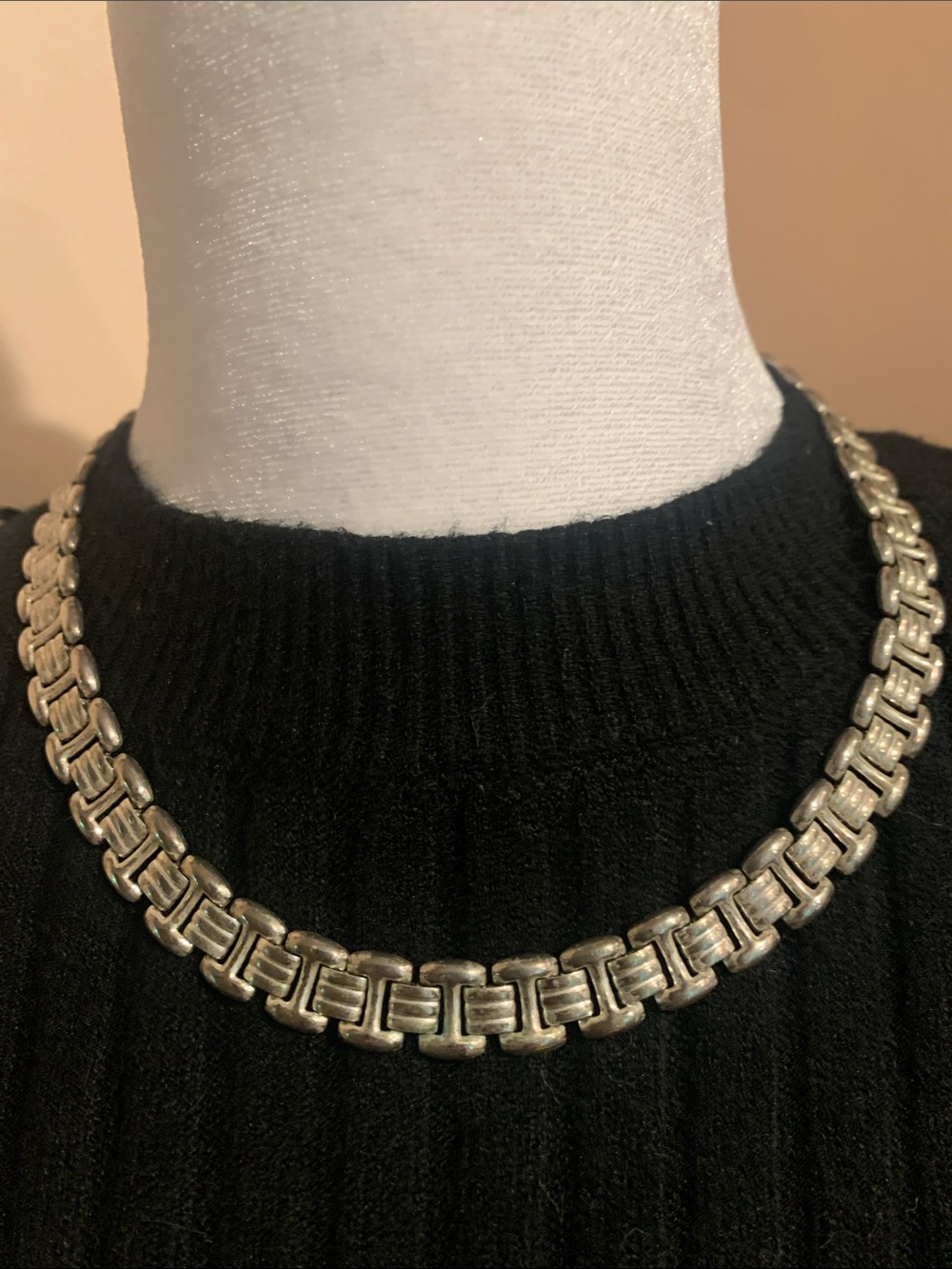 Vintage Chunky Silver Link Necklace — Classic Statement Chain